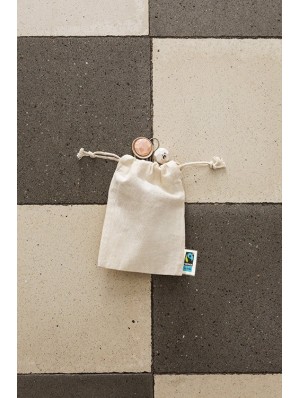 Fair trade cotton double drawstring sack. 10x14 cm