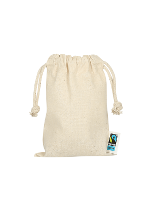 Fair trade cotton double drawstring sack. 10x14 cm