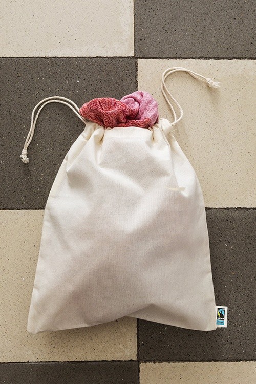 Fair trade cotton double drawstring sack 25x30 cm.