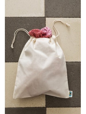 Fair trade cotton double drawstring sack 25x30 cm.