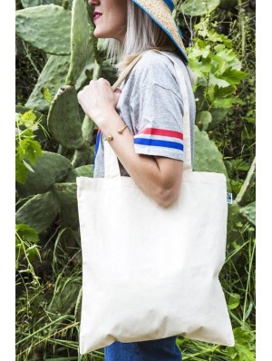 Tote bag en coton équitable avec deux longues anses 38x42 cm.