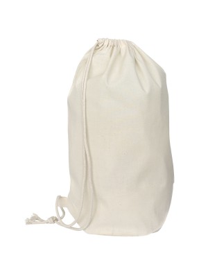 Sac à dos en coton avec cordon simple et fond rond de 25 cm de diamètre 40x54 cm.