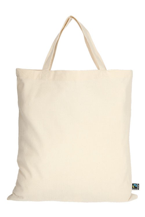 Classic fairtrade cotton bag with two short handles 38x42 cm.