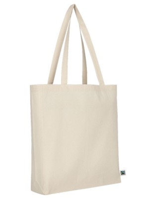 Tote bags de comercio justo con base de 10 cm y asas largas. 38x42 cm