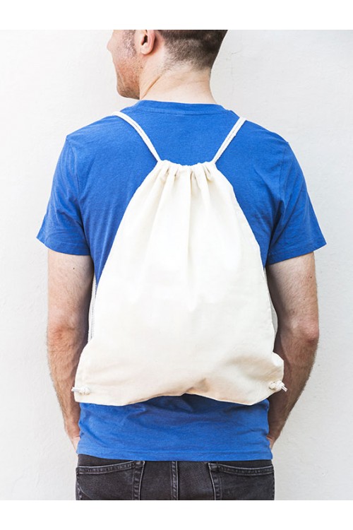 Cotton double drawstring flat backpack 38x46 cm.