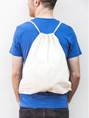 Cotton double drawstring flat backpack 38x46 cm.