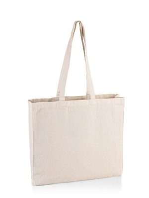 Top cotton bags, horizontal with long handles and 10 cm gusset