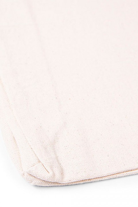 Bolsas de algodón superior, horizontal con asas largas y fuelle de 10 cm.
