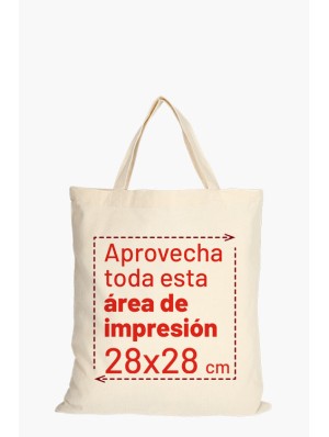 Tote bag classique en coton avec deux anses courtes 38x42 cm