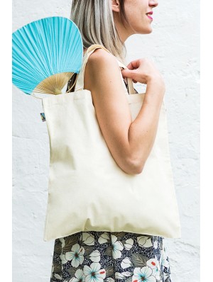 Classic fairtrade cotton bag with two short handles 38x42 cm.