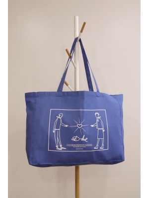 Bolsa de algodón con base de 12 cm y asas largas 48x36 cm.