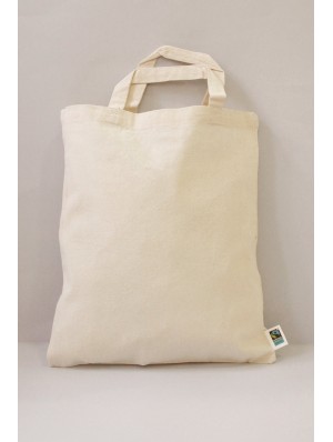 Sac en coton équitable avec deux anses courtes 28x32cm.
