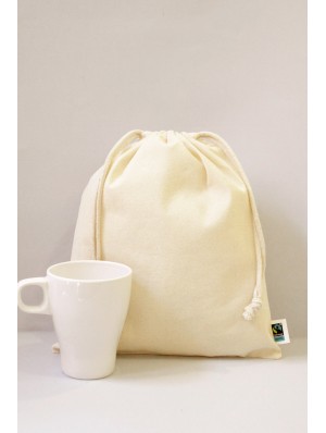 Fair trade cotton double drawstring sack 25x30 cm.