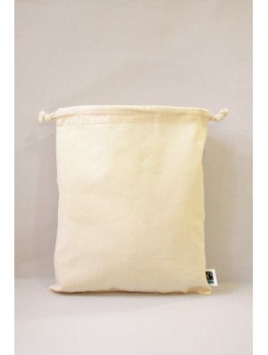 Sacos de algodón de comercio justo con cordón doble. 25x30 cm