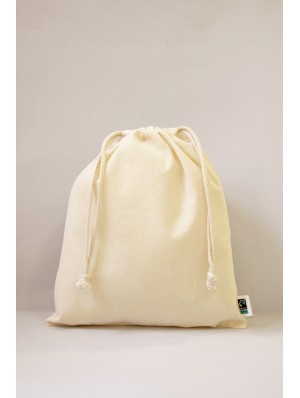 Fair trade cotton double drawstring sack 25x30 cm.