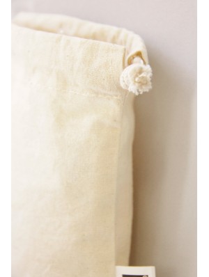 Fair trade cotton double drawstring sack. 10x14 cm
