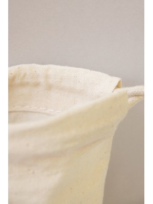 Fair trade cotton double drawstring sack. 10x14 cm