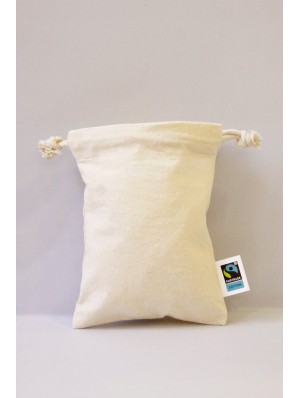 Fair trade cotton double drawstring sack. 10x14 cm