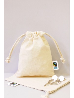 Fair trade cotton double drawstring sack. 10x14 cm