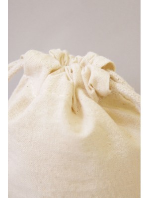 Fair trade cotton double drawstring sack. 10x14 cm