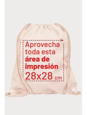 Mochilas de algodón sin fondo con cordón doble 38x46 cm.