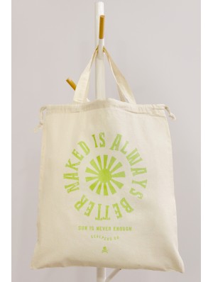 Cotton bag with short handles and a double drawstring 38x42 cm.