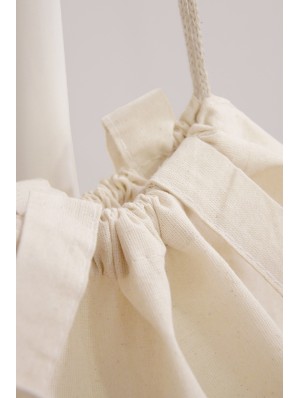 Sac classique en coton avec deux anses courtes et cordon 38x42 cm