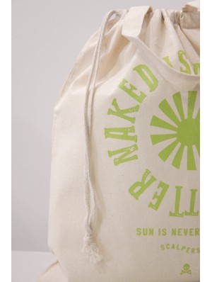 Cotton bag with short handles and a double drawstring 38x42 cm.