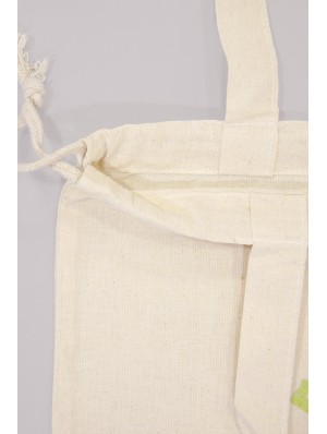 Sac classique en coton avec deux anses courtes et cordon 38x42 cm