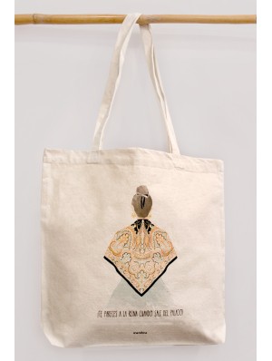 Thick canvas bag with 10 cm bottom gusset and long handles 42x42+10 cm.