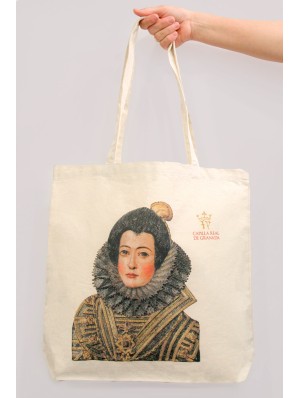 Thick canvas bag with 10 cm bottom gusset and long handles 42x42+10 cm.