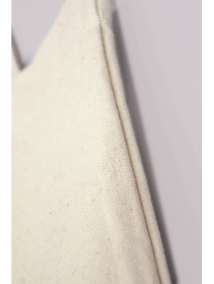 Thick canvas bag with 10 cm bottom gusset and long handles 42x42+10 cm.