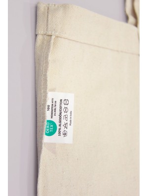 Thick canvas bag with 10 cm bottom gusset and long handles 42x42+10 cm.