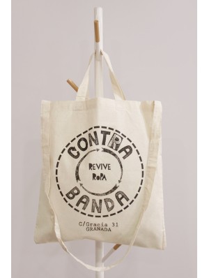 Sac bandoulière en coton avec une anse longue et deux anses courtes 38x42 cm