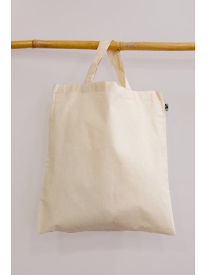 Tote Bag classique en coton équitable avec deux anses courtes 38x42 cm.