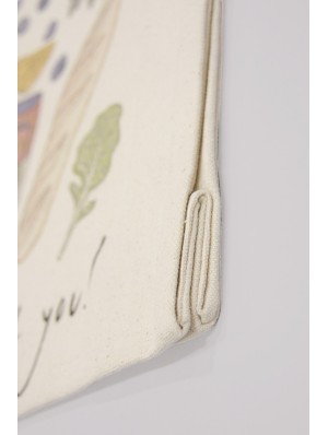 Canvas bag with long and short handles with 10 cm base. 42x38+10 cm.
