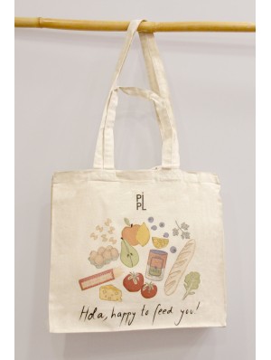 Canvas bag with long and short handles with 10 cm base. 42x38+10 cm.