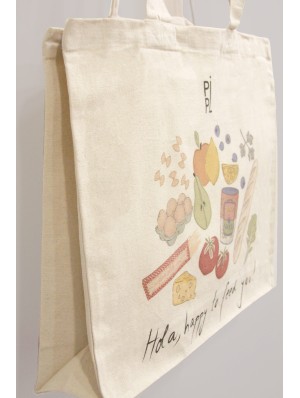 Canvas bag with long and short handles with 10 cm base. 42x38+10 cm.