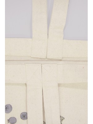Canvas bag with long and short handles with 10 cm base. 42x38+10 cm.
