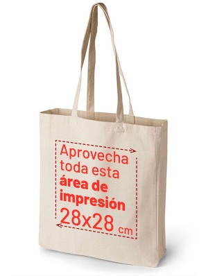 220 gr. top cotton bags with long handles and 10 cm. gusset