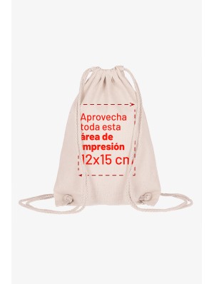 Mochila de algodón sin fondo con cordón doble 21x29 cm.
