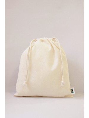 Fair trade cotton double drawstring sack 15x20 cm.
