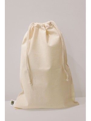 Pochon en coton Fair Trade 30x45 cm avec double cordon