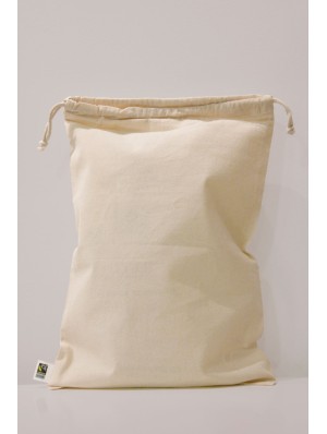 Pochon en coton Fair Trade 30x45 cm avec double cordon