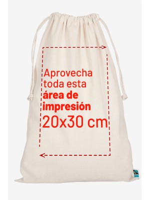 Pochon en coton Fair Trade 30x45 cm avec double cordon