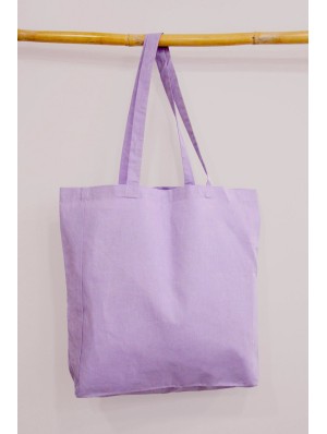 Cotton bag with 10 cm bottom gusset and long handles 38x42+10 cm.