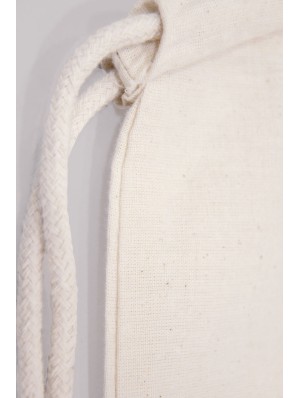 Cotton single drawstring backpack with round bottom of 25 cm diameter 40x54 cm.