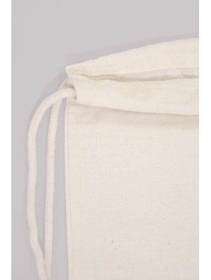 Cotton single drawstring backpack with round bottom of 25 cm diameter 40x54 cm.