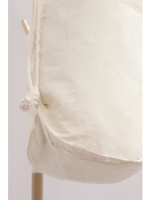 Cotton single drawstring backpack with round bottom of 25 cm diameter 40x54 cm.