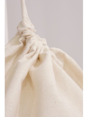 Cotton single drawstring backpack with round bottom of 25 cm diameter 40x54 cm.
